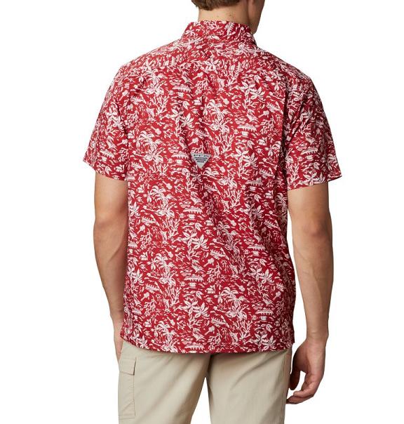 Columbia Collegiate PFG Super Shirts Red For Men's NZ76182 New Zealand